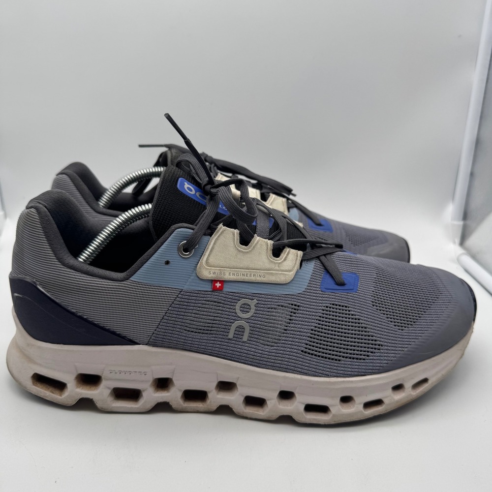 On Running Cloudstratus Gray Blue Mens Running Shoes Sneakers Size 12 NO INSOLES